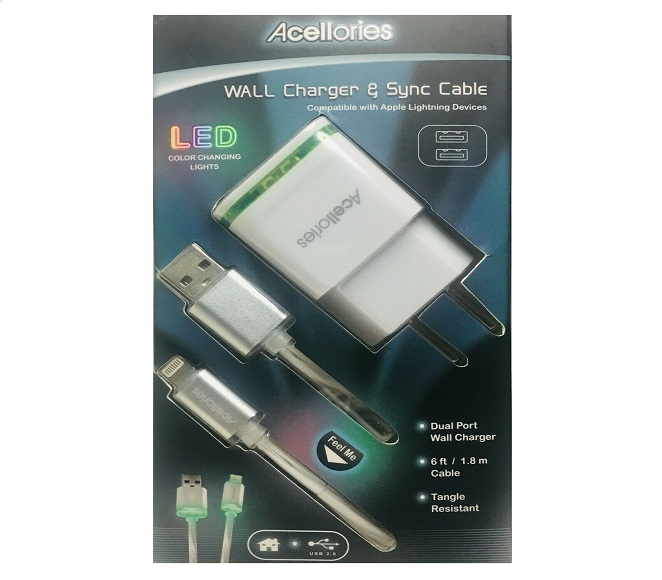 HOME ADAPTER WITH LED MICRO USB ACELLORIES USB (WHITE)